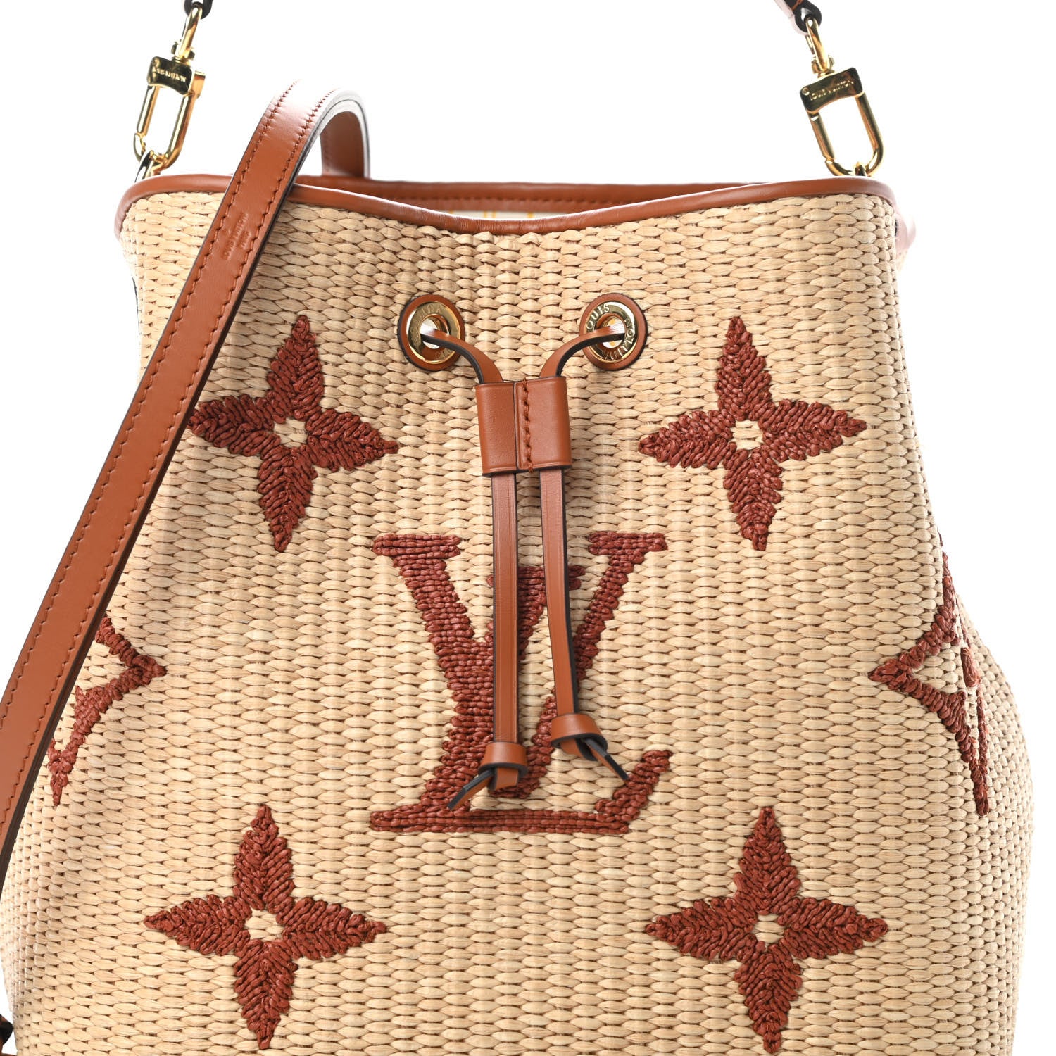 Louis Vuitton Raffia Calfskin Monogram Neonoe MM Tan 7 of 9