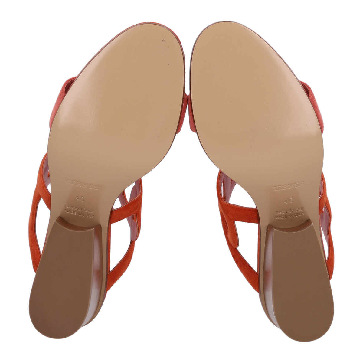 Suede Goatskin Lipari 70 Sandals 40 Marron Brique Rose Antique