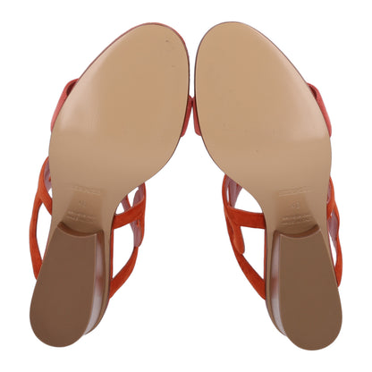 Hermes Suede Goatskin Lipari 70 Sandals 40 Marron Brique Rose Antique 9 of 11