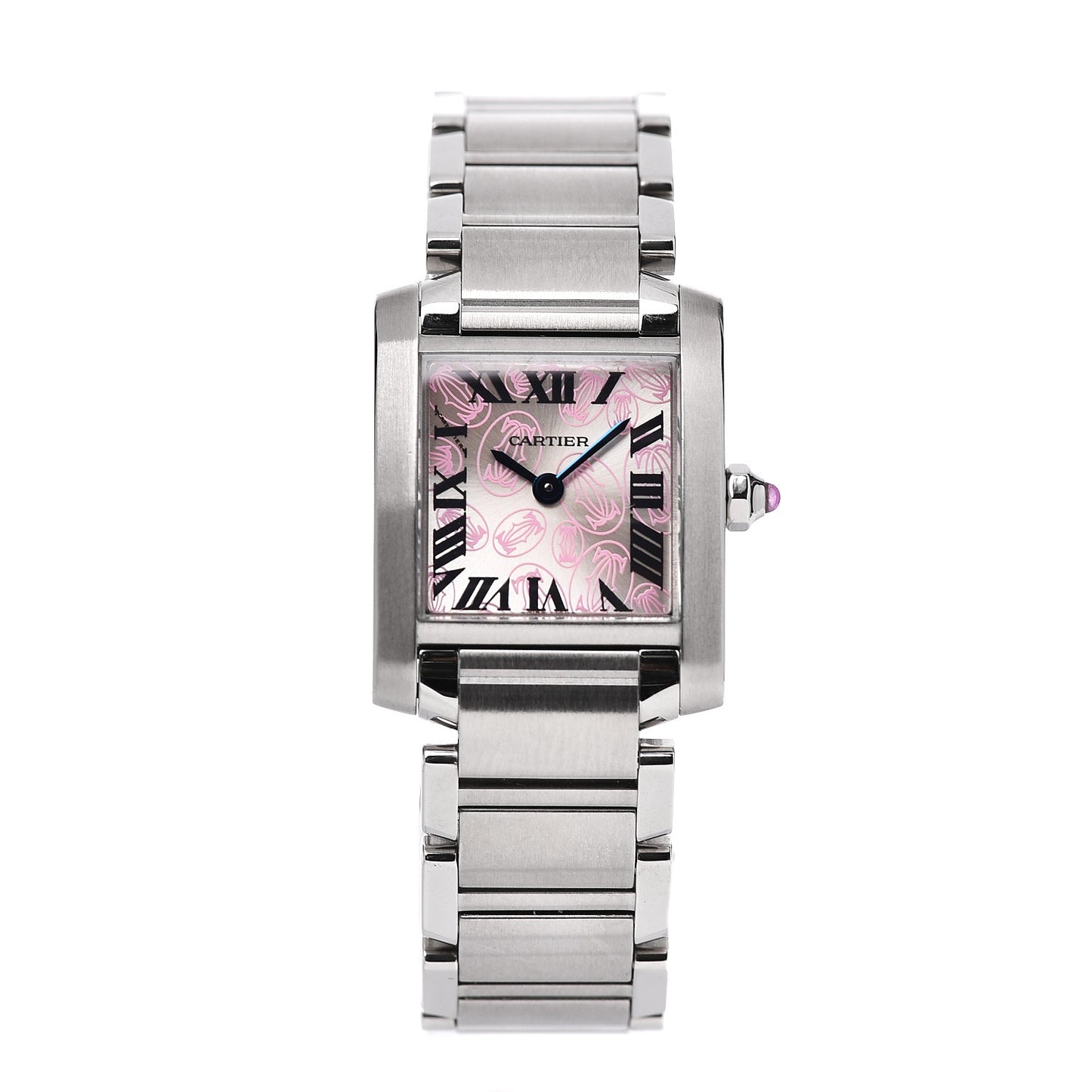 Stainless Steel 20mm Tank Francaise Quartz Watch Pink