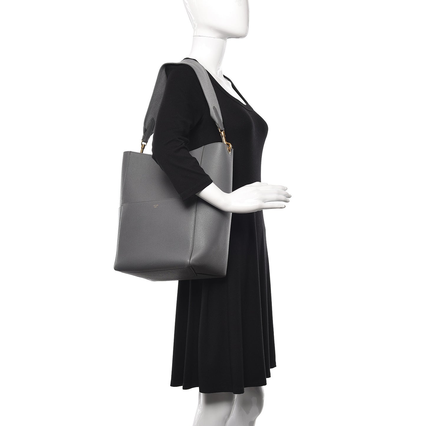 Soft Grained Calfskin Sangle Bucket Bag Kohl