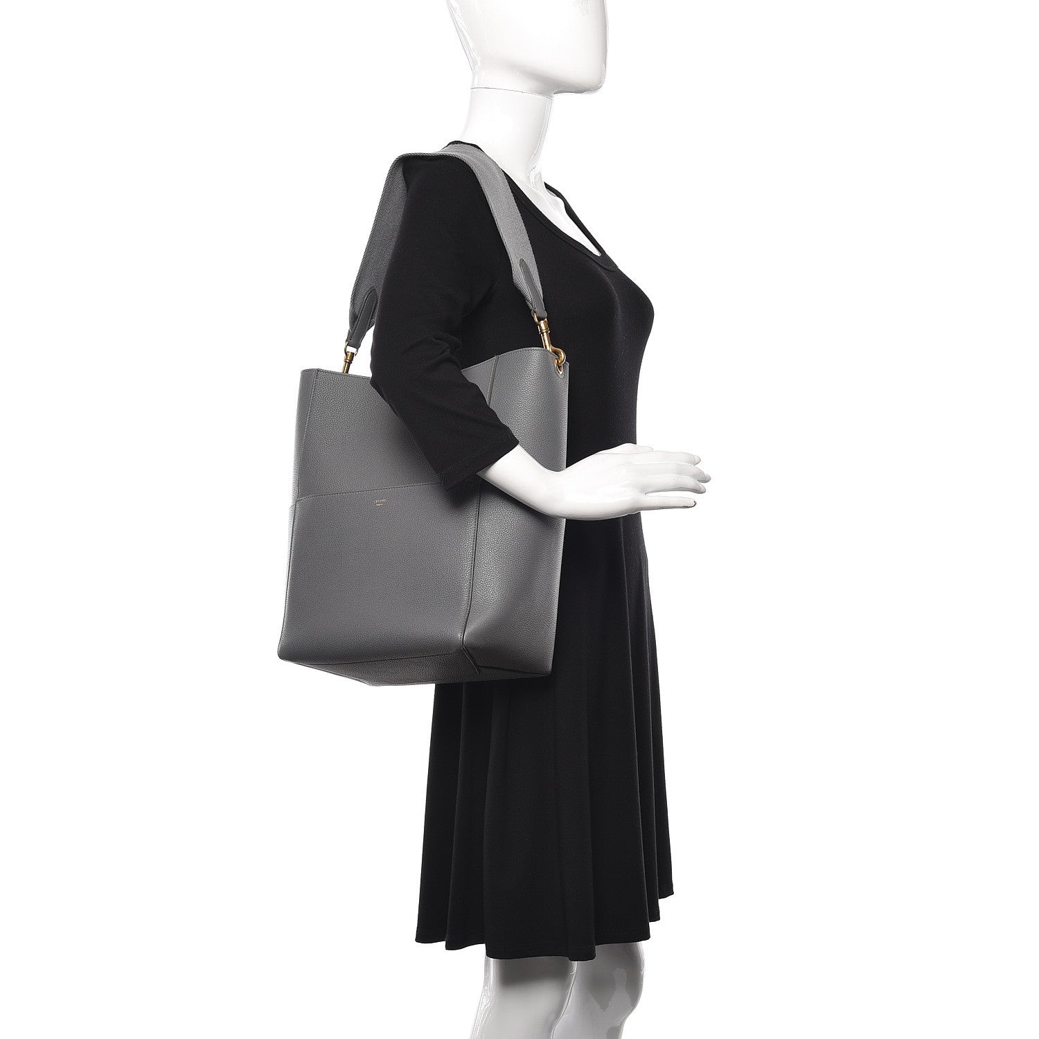 Celine Soft Grained Calfskin Sangle Bucket Bag Kohl 2 of 11