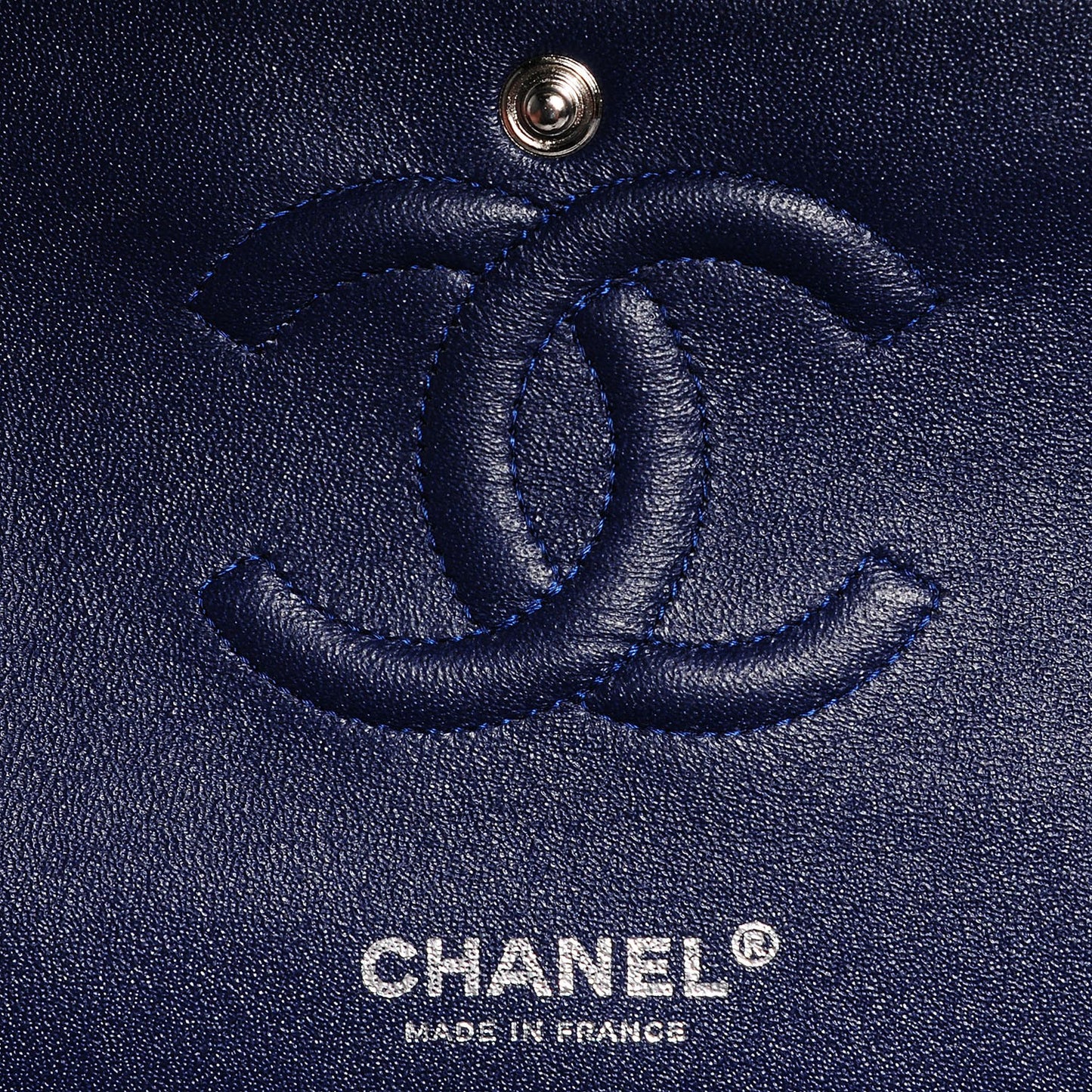 Velvet Quilted Medium Double Flap Dark Blue