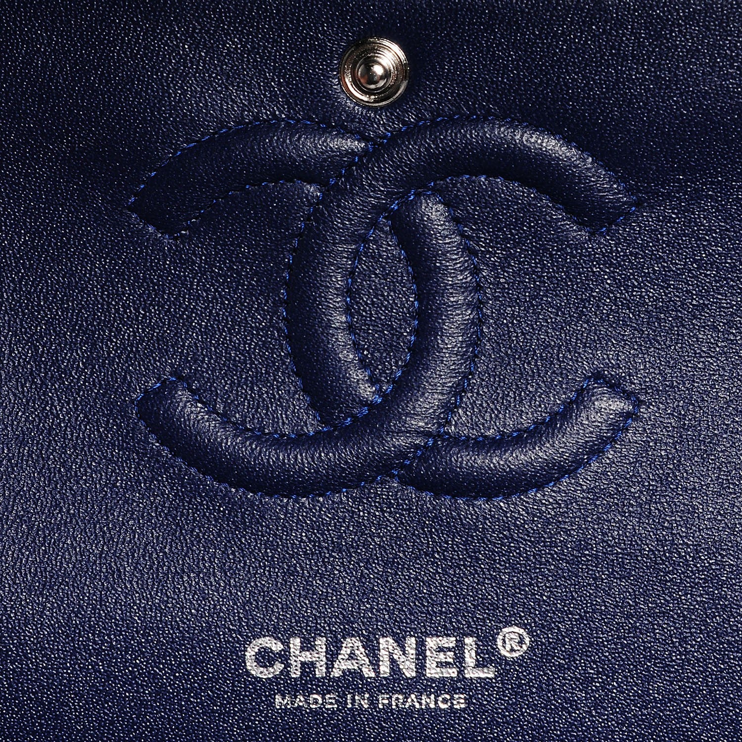 Chanel Velvet Quilted Medium Double Flap Dark Blue 7 of 8
