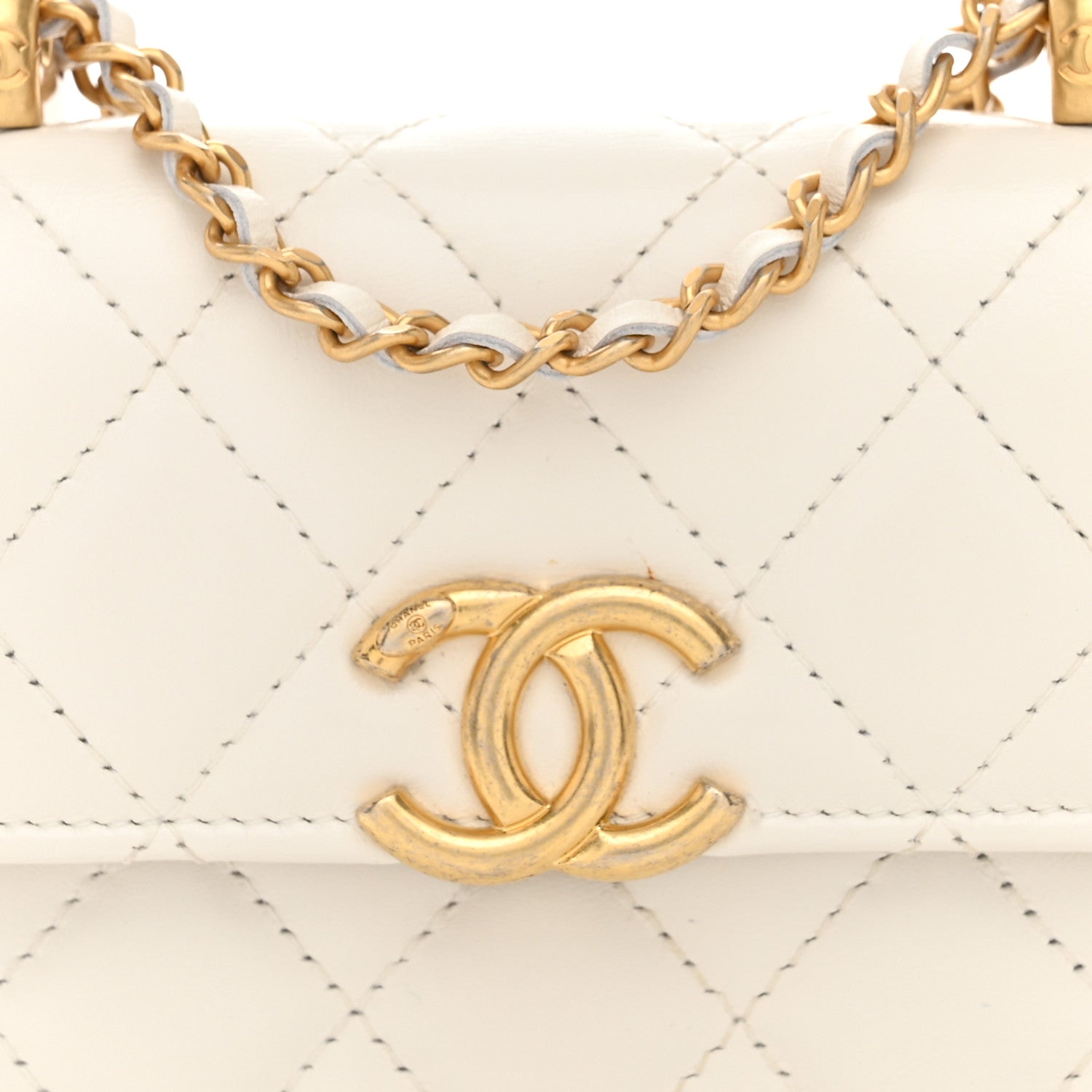 Chanel Calfskin Quilted Perfect Fit Coin Purse With Chain White 9 of 12