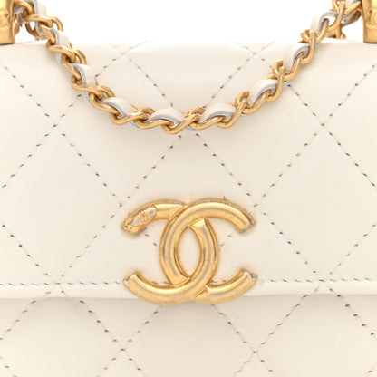Chanel Calfskin Quilted Perfect Fit Coin Purse With Chain White 9 of 12