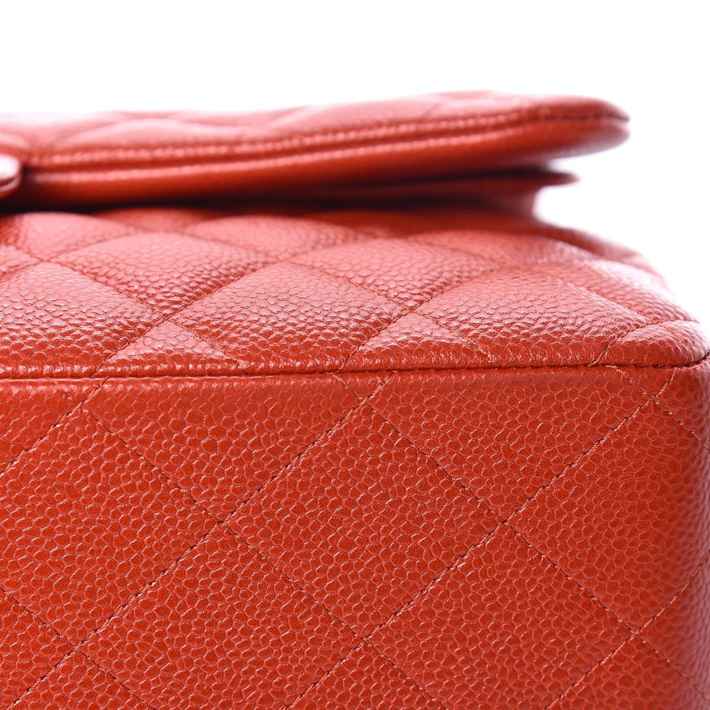 Pearly Caviar Quilted Jumbo Double Flap Orange