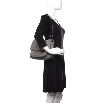 Saint Laurent Crinkled Calfskin Matelasse Monogram Medium Niki Chain Satchel Fog 2 of 10