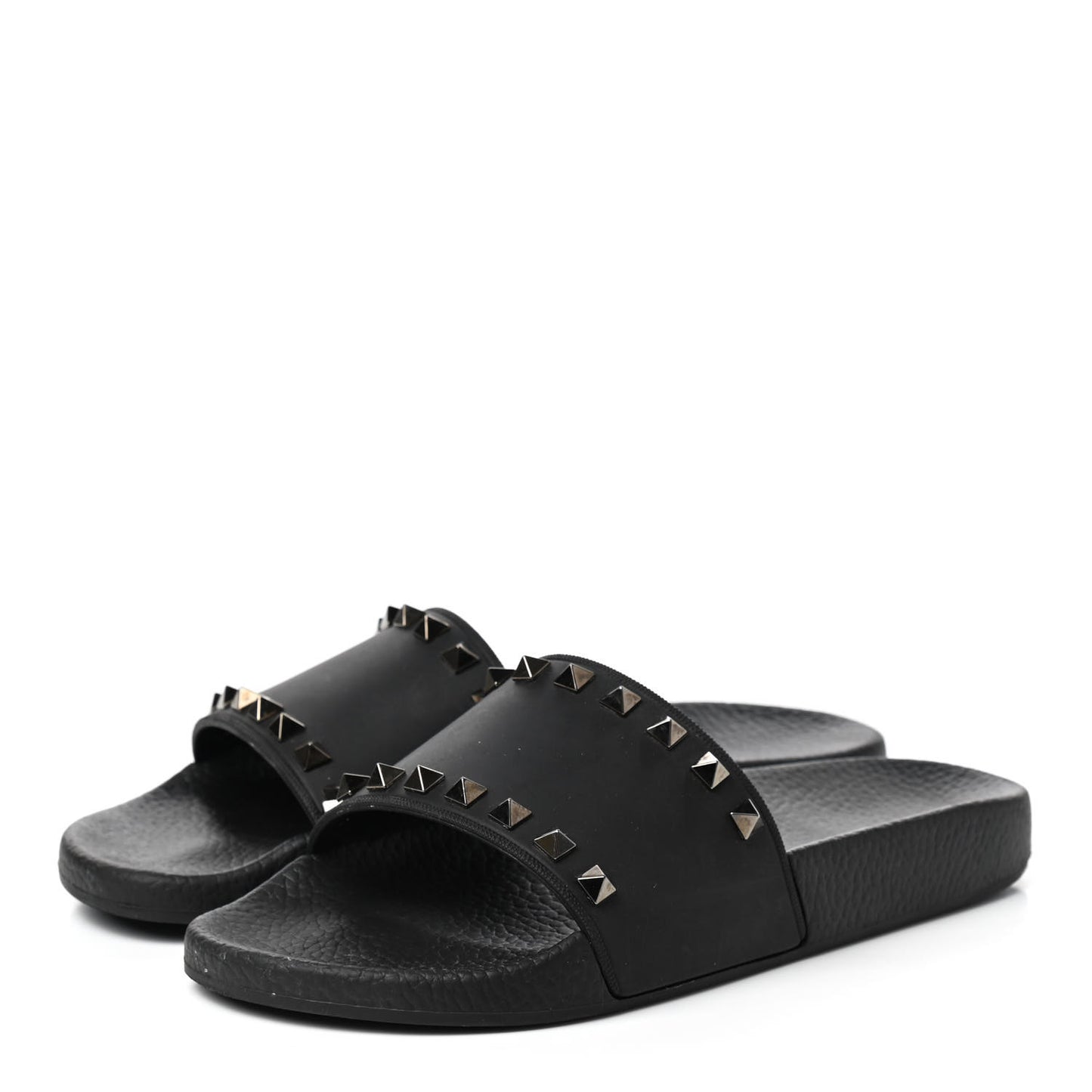Rubber Rockstud Slide Sandals 38 Black
