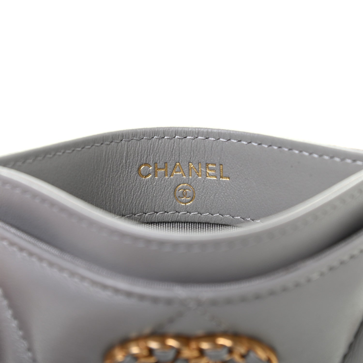 Chanel Lambskin Quilted Chanel 19 Card Holder Grey 6 of 8
