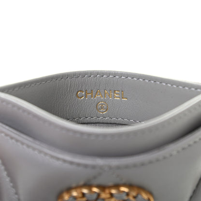 Chanel Lambskin Quilted Chanel 19 Card Holder Grey 6 of 8