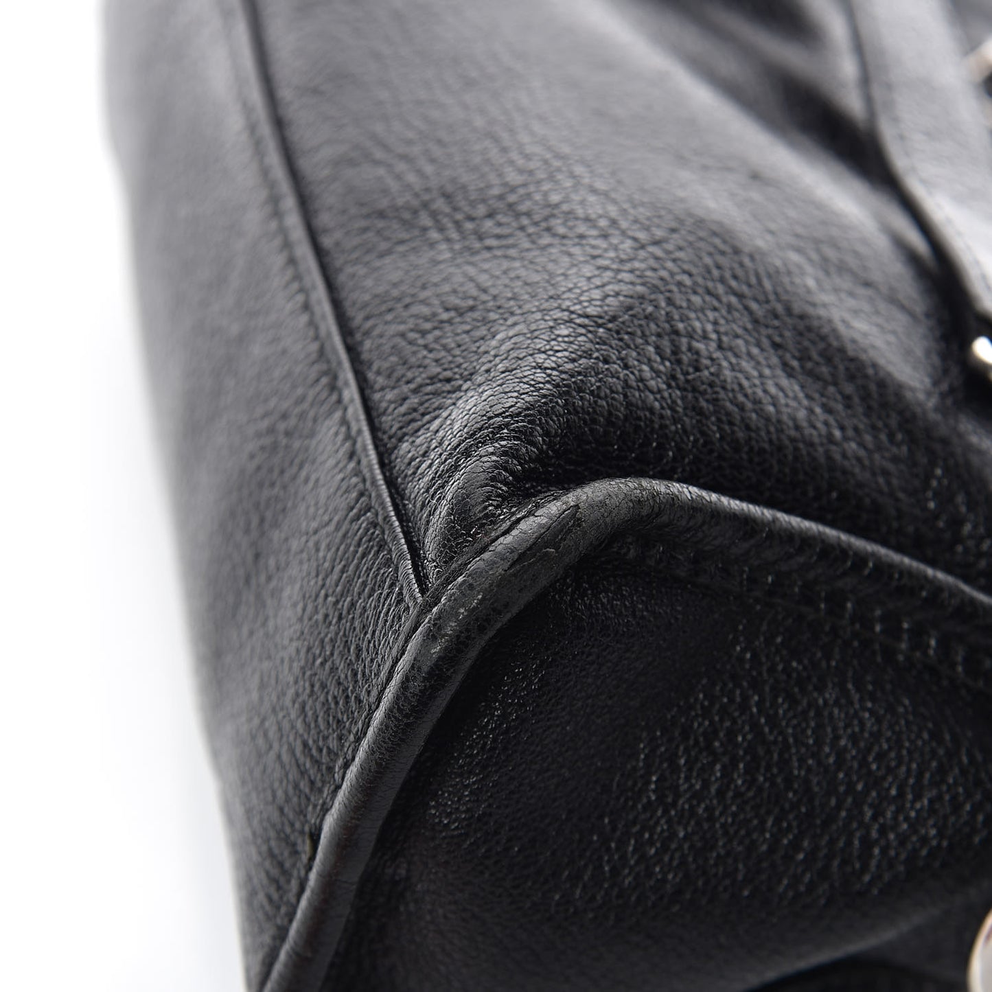 Chevre Silver Metallic Edge Hardware Mini City Black