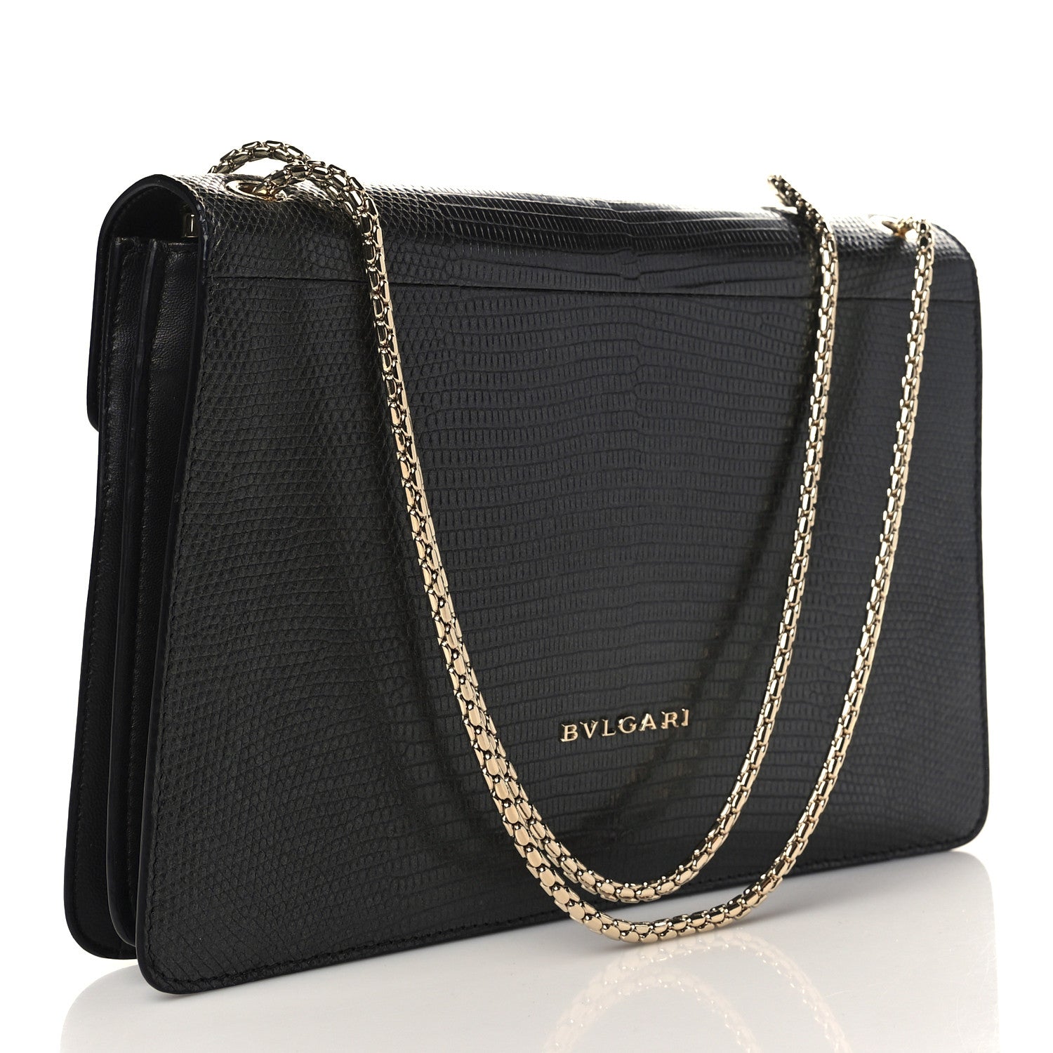 Bulgari Lizard Serpenti Forever Shoulder Bag Black Multicolor 3 of 9