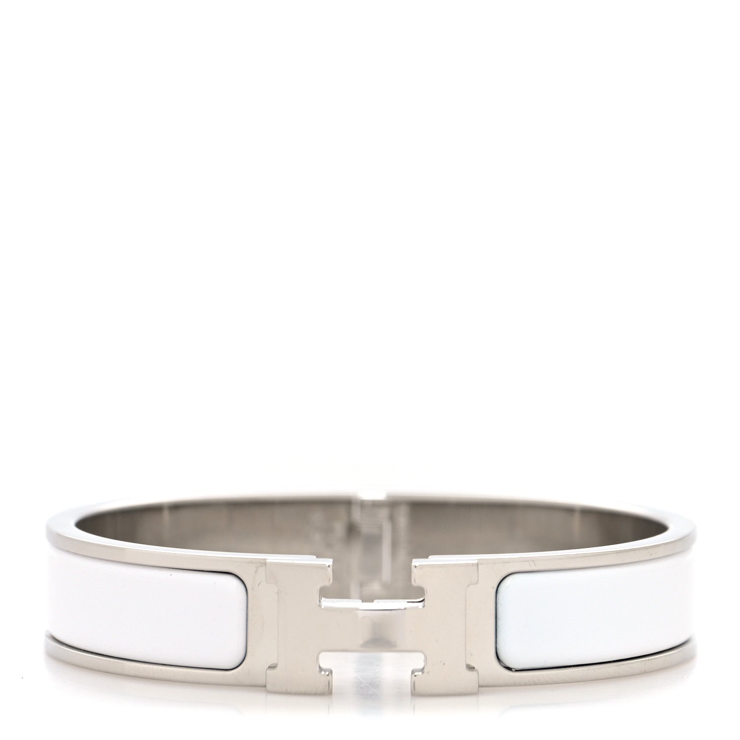 Hermes Enamel Narrow Clic Clac H Bracelet PM White 1 of 5
