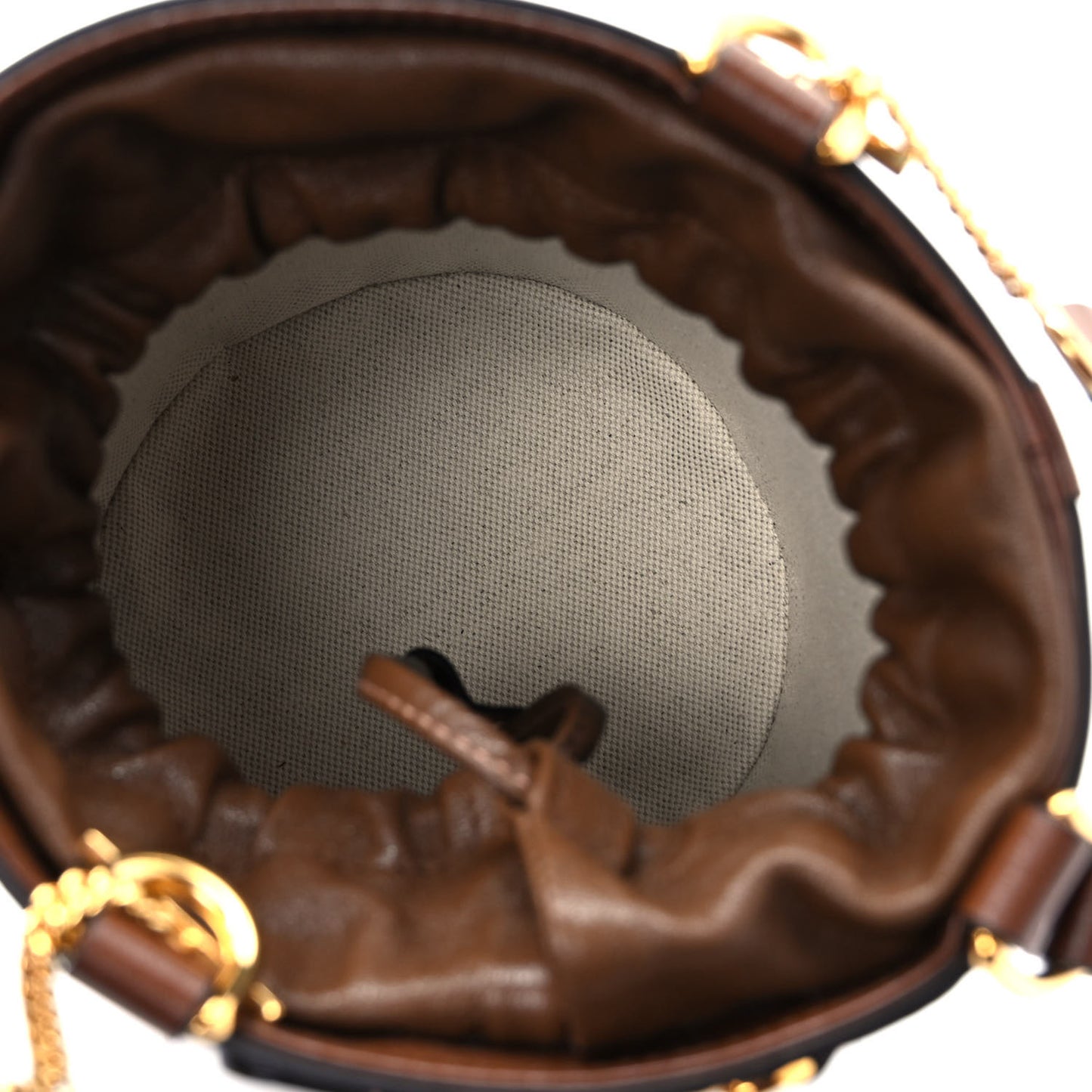 GG Supreme Monogram Azalea Sakai Calfskin Small Horsebit 1955 Drawstring Bucket Bag Beige Ebony Brown Sugar
