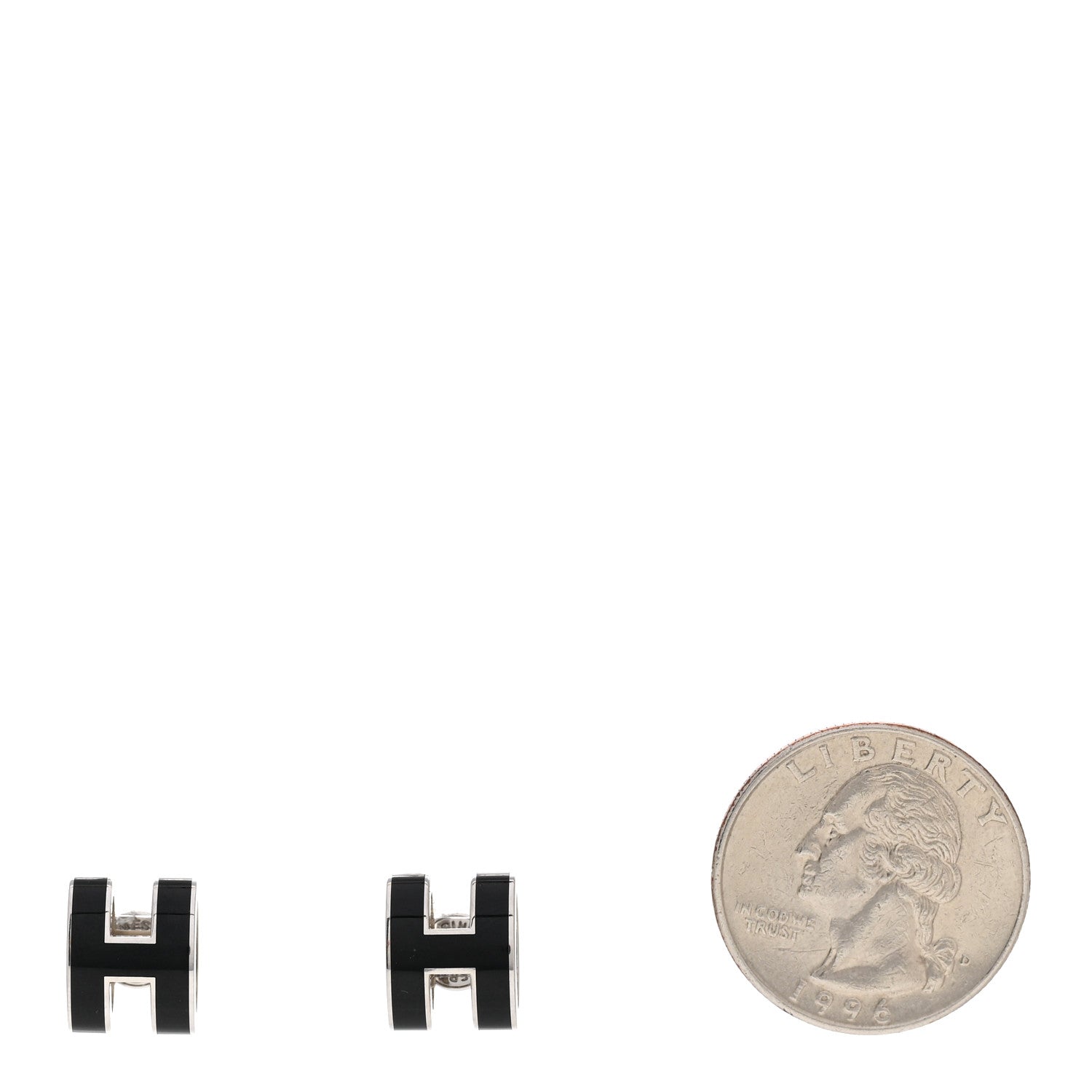 Hermes Palladium Lacquered Mini Pop H Earrings Black 2 of 7