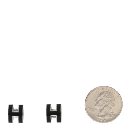 Hermes Palladium Lacquered Mini Pop H Earrings Black 2 of 7