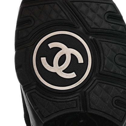 Chanel Fabric Calfskin Suede CC Sneakers 37 Black 8 of 9