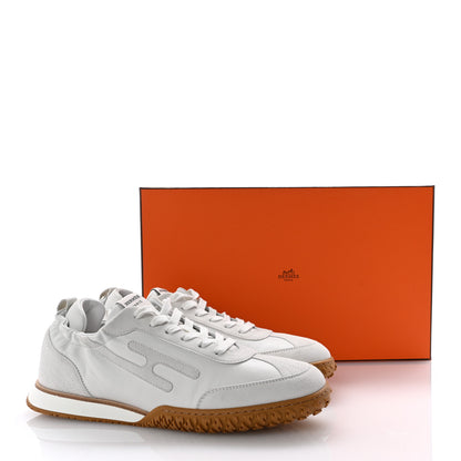 Hermes Nappa Suede Goatskin Jet Sneakers 41.5 White 10 of 10