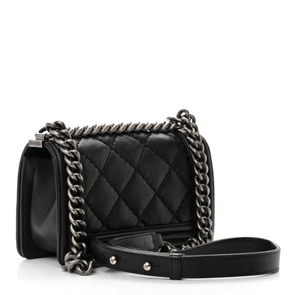 Chanel Calfskin Double Stitch Small Boy Flap Black 3 of 18