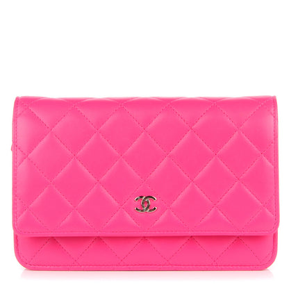 Chanel Lambskin Quilted Wallet On Chain WOC Dark Pink 1 of 8