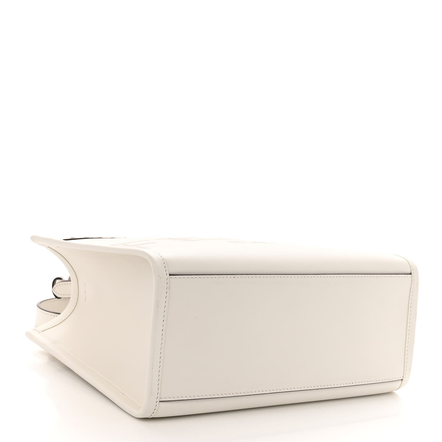Fendi Vitello King Plexiglass Logo Embossed Small Fendi Sunshine Shopper Tote White Rice 4 of 9