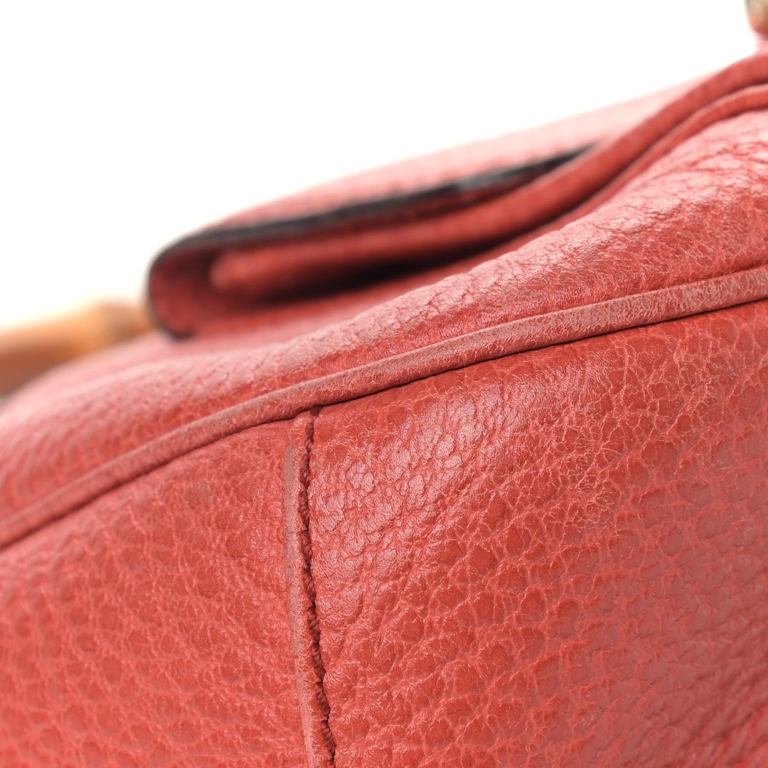Gucci Calfskin Bamboo Top Handle Bag Coral 8 of 17