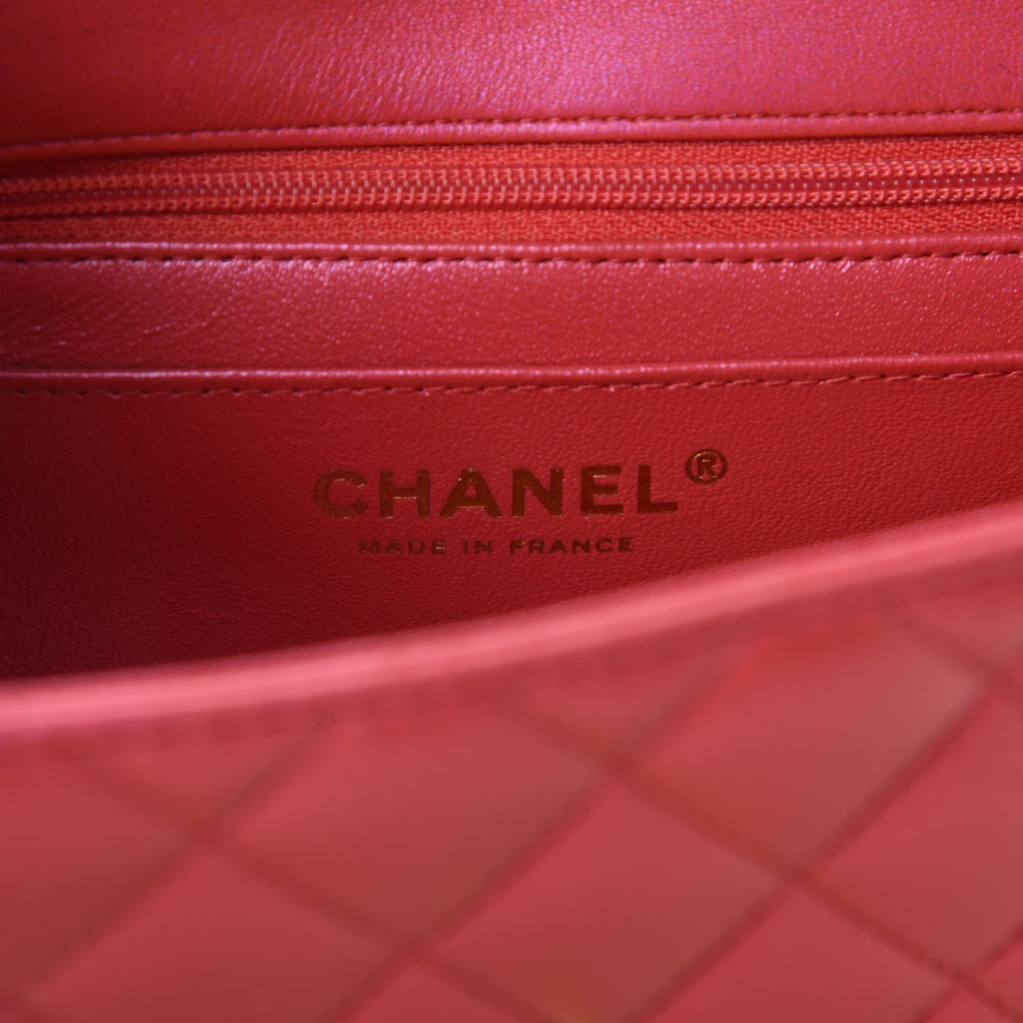 Iridescent Lambskin Quilted Mini Top Handle Rectangular Flap Red