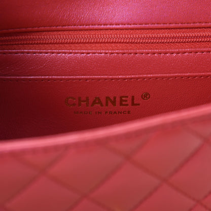 Chanel Iridescent Lambskin Quilted Mini Top Handle Rectangular Flap Red 8 of 11