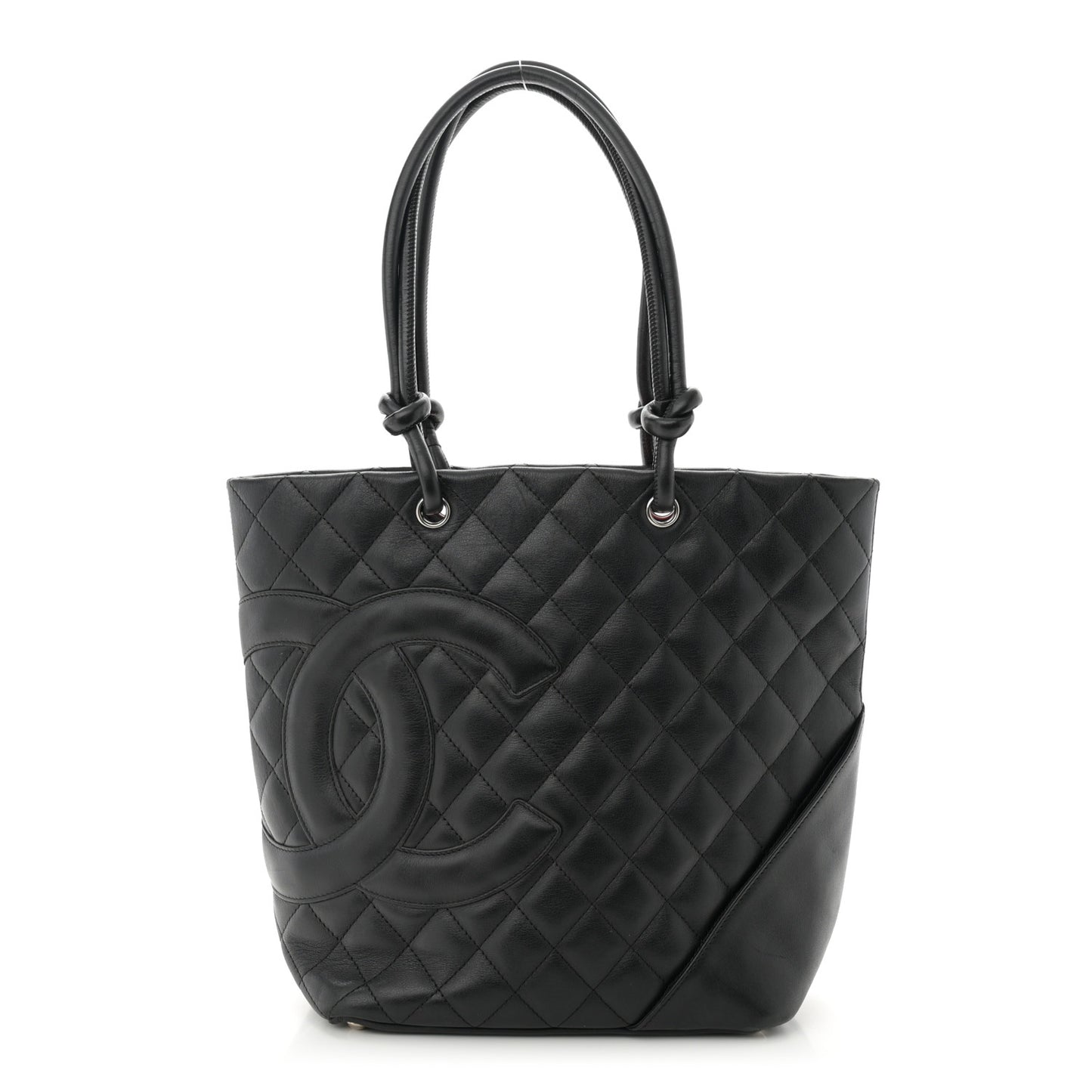 Calfskin Quilted Medium Cambon Tote Black