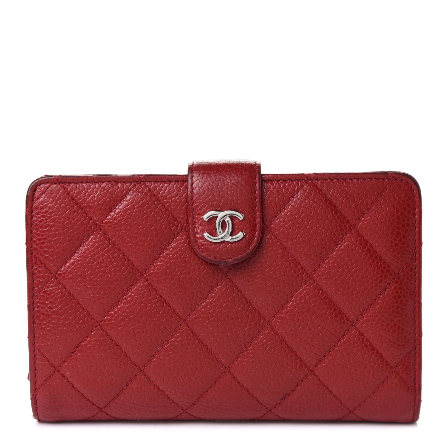 Chanel Caviar Quilted CC French Wallet Red 1 of 12