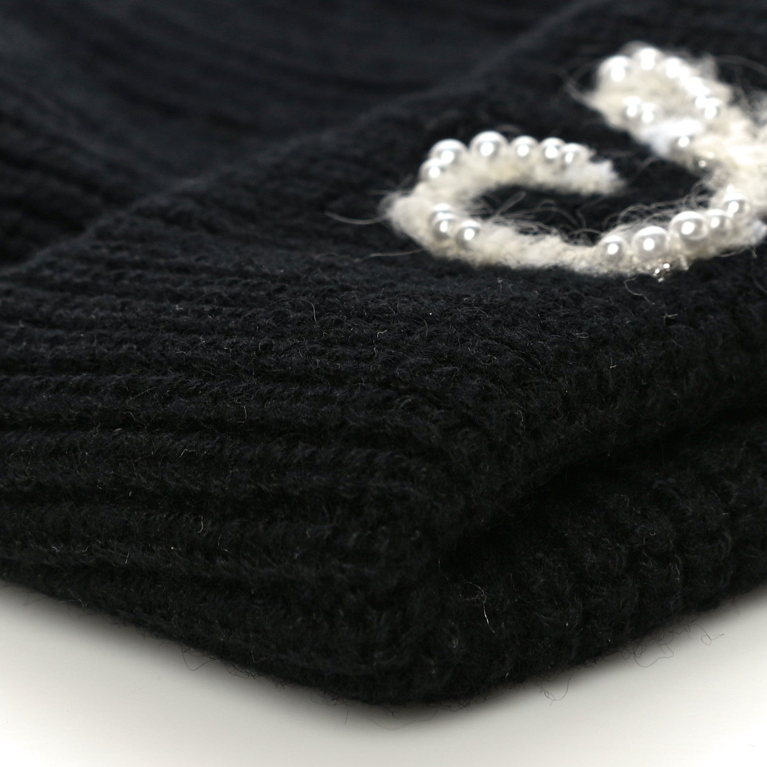 Chanel Cashmere Logo Beanie Hat Black White 6 of 7