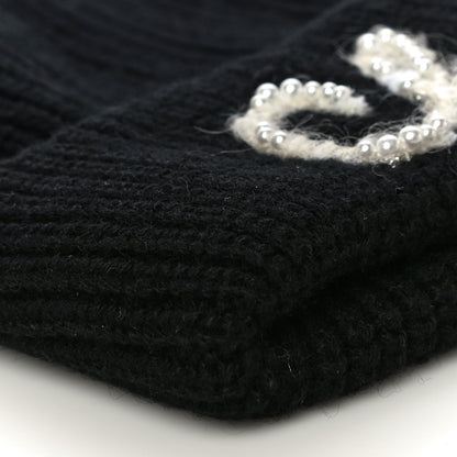 Chanel Cashmere Logo Beanie Hat Black White 6 of 7