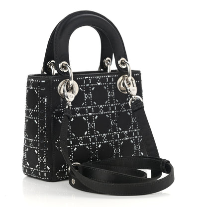 Christian Dior Satin Crystal Cannage Mini Lady Dior Black 2 of 9
