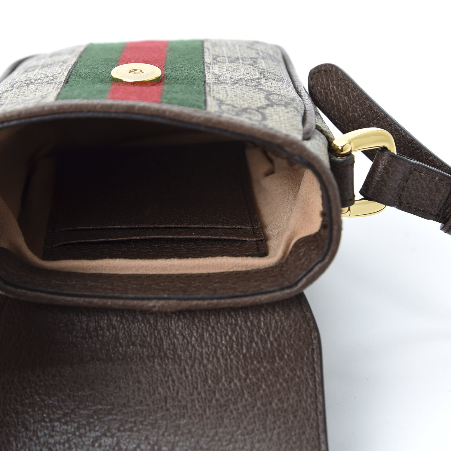 Gucci GG Supreme Monogram Web Ophidia Phone Crossbody Bag Beige New Acero 4 of 10