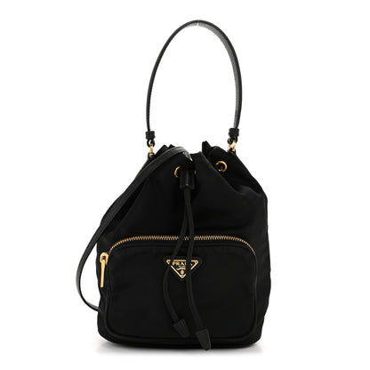 Prada Saffiano Tessuto Nylon Mini Bucket Crossbody Bag Black 1 of 13