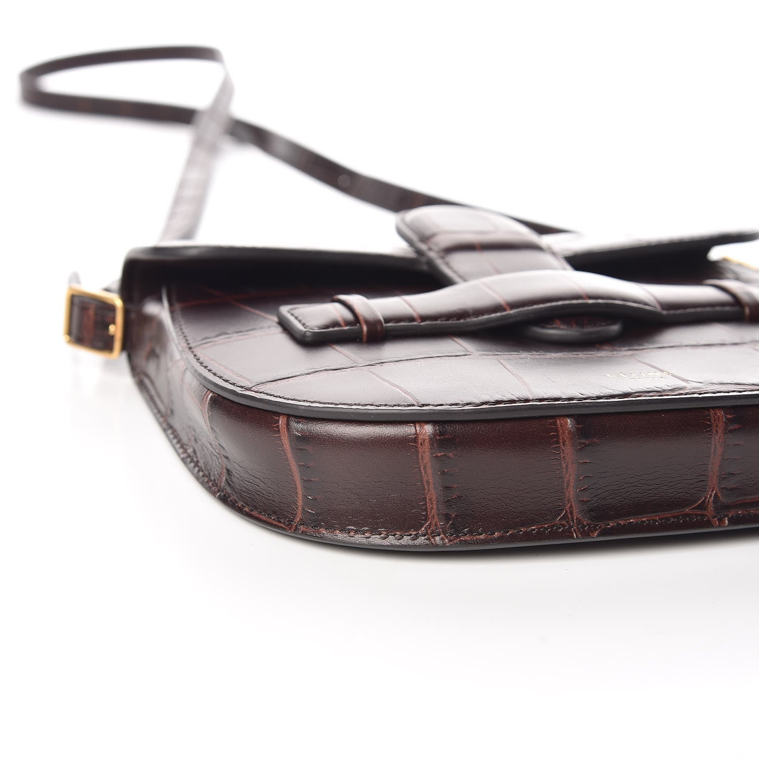 Celine Crocodile Embossed Calfskin Mini Symmetrical Bag Brown 11 of 12