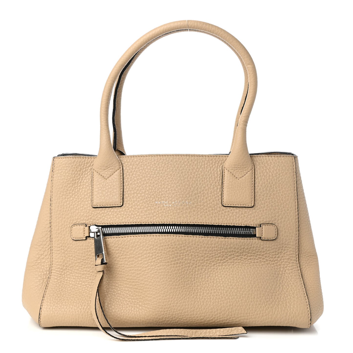 Textured Calfskin Satchel Beige