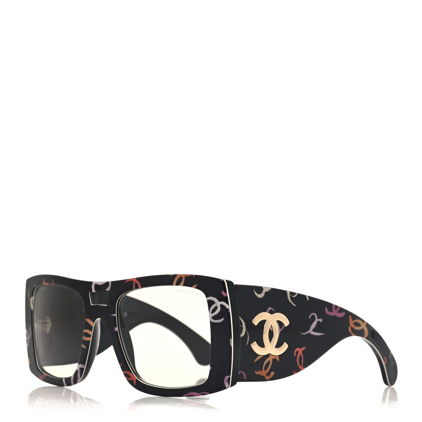 Acetate CC Logo Square Sunglasses 71628 Black Multicolor