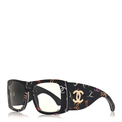 Chanel Acetate CC Logo Square Sunglasses 71628 Black Multicolor 1 of 7