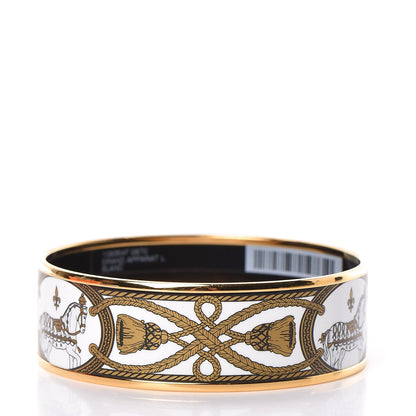 Hermes Enamel Printed Wide Grand Apparat Bracelet 70 White 3 of 6