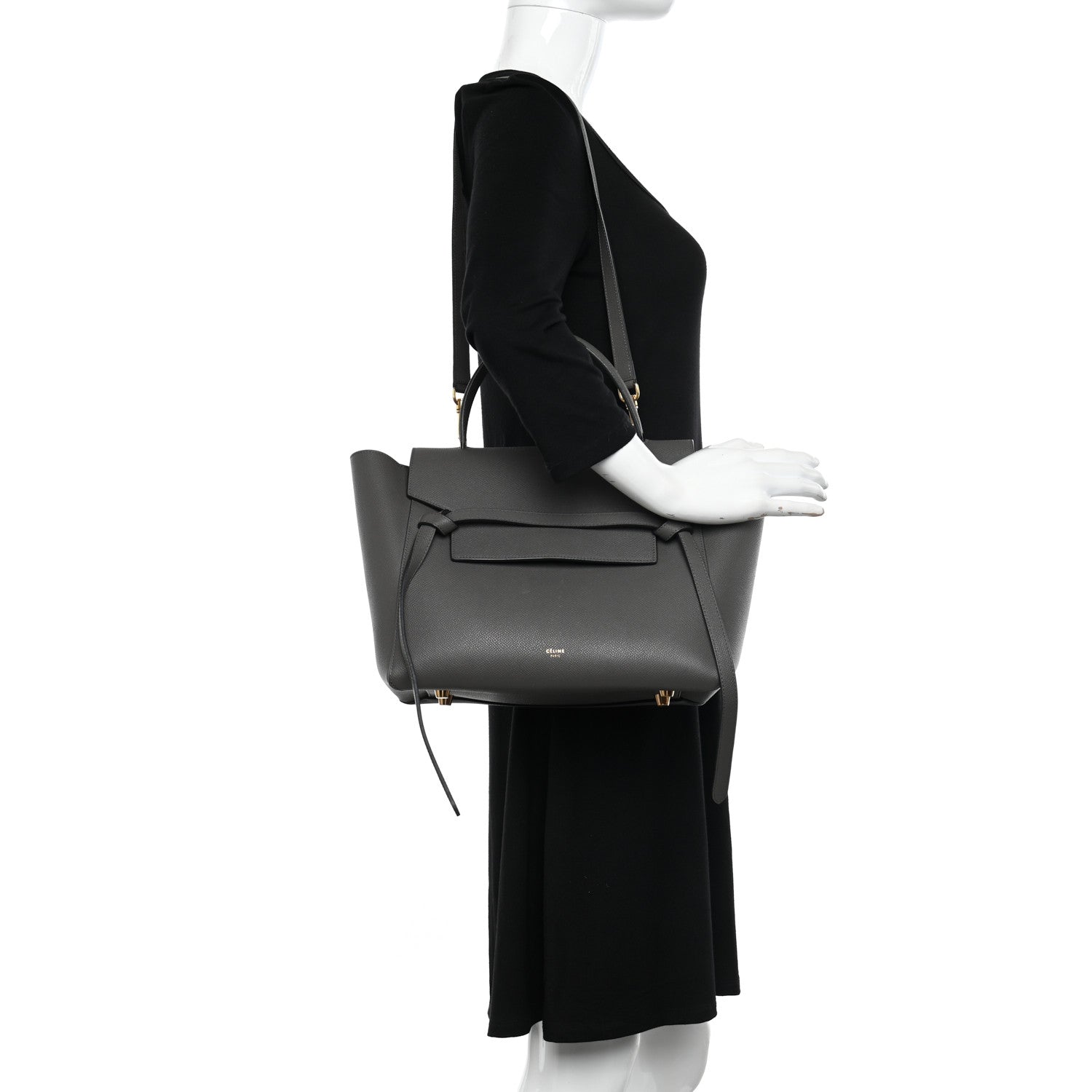 Celine Grained Calfskin Mini Belt Bag Grey 2 of 12