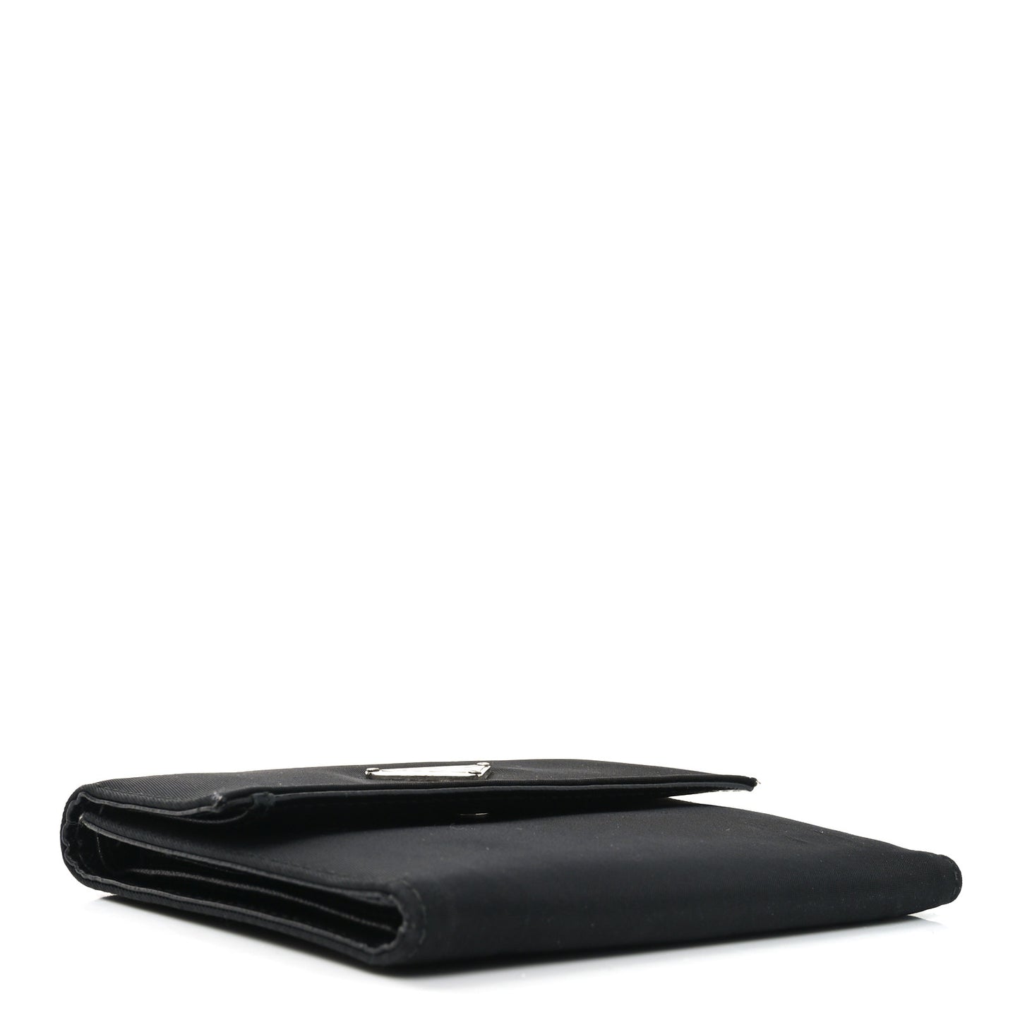 Tessuto Nylon Saffiano Tri-Fold Compact Wallet Black