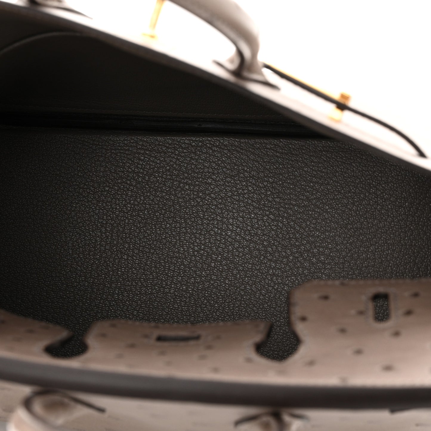 Ostrich Birkin 25 Gris Tourterelle