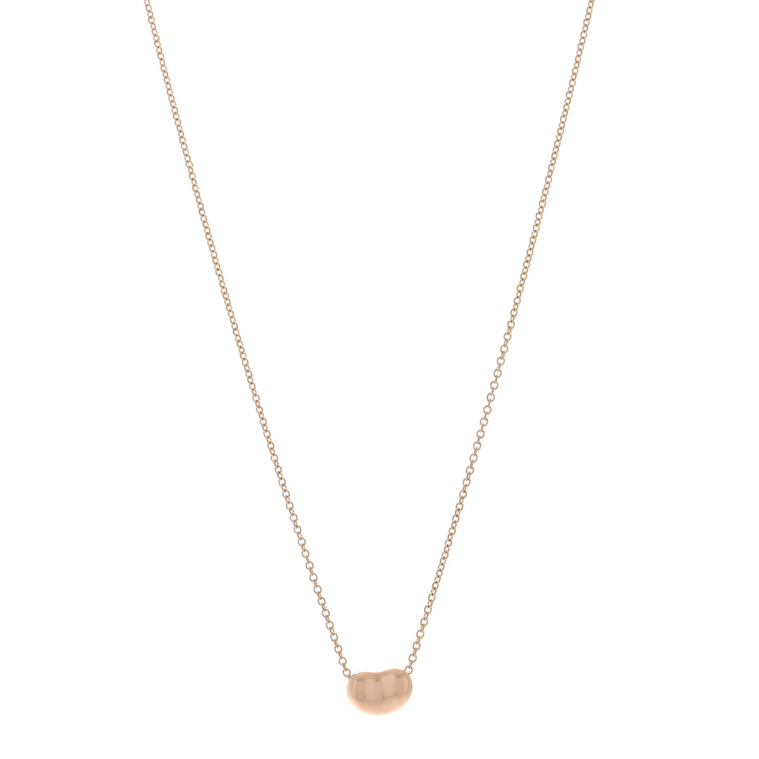Tiffany 18K Rose Gold 9mm Elsa Peretti Bean Pendant Necklace 1 of 4