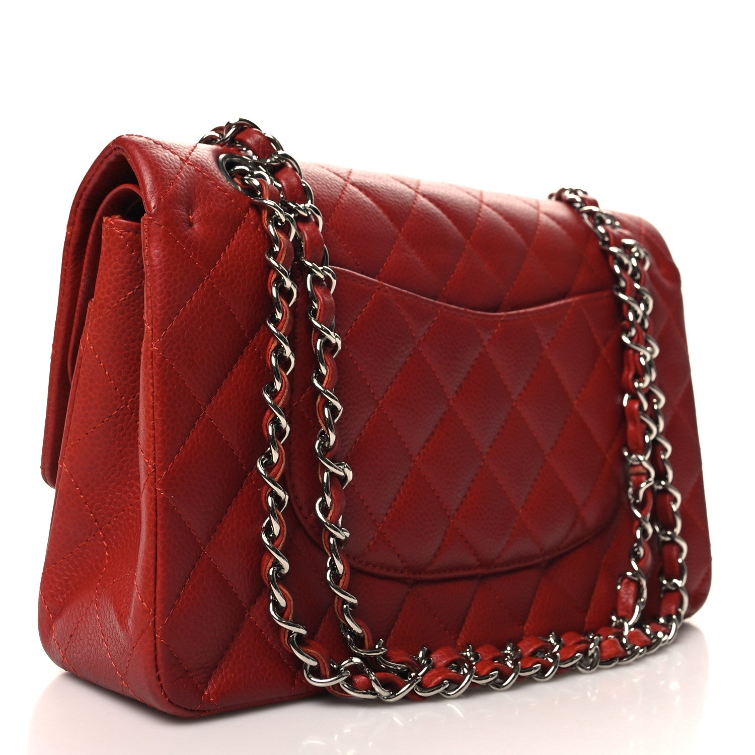 Chanel Caviar Quilted Medium Double Flap Dark Red 3 of 10