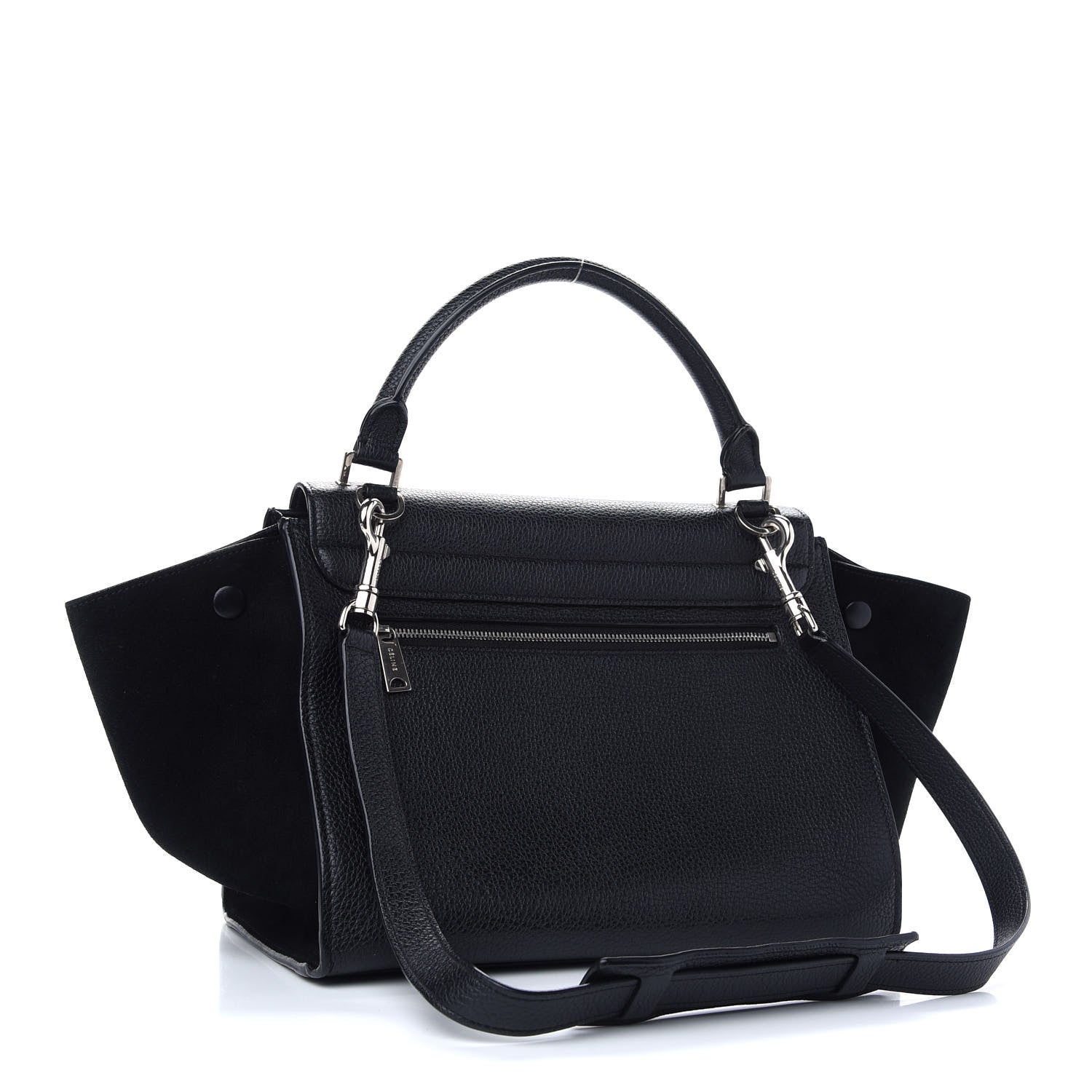 Celine Drummed Calfskin Suede Small Trapeze Black 2 of 10