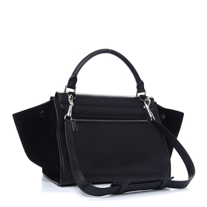 Celine Drummed Calfskin Suede Small Trapeze Black 2 of 10