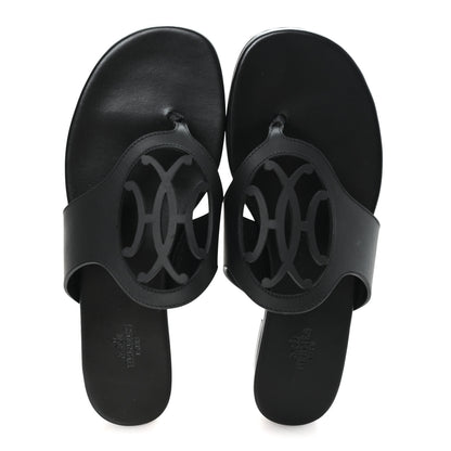 Hermes Calfskin Womens Mage Sandals 39 Black 2 of 9