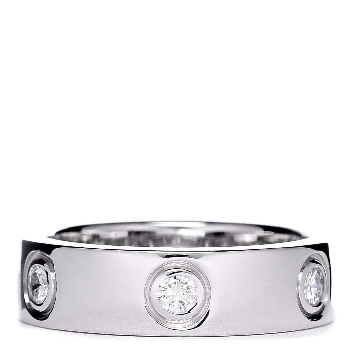 18K White Gold 6 Diamond 5.5mm LOVE Ring 52 6
